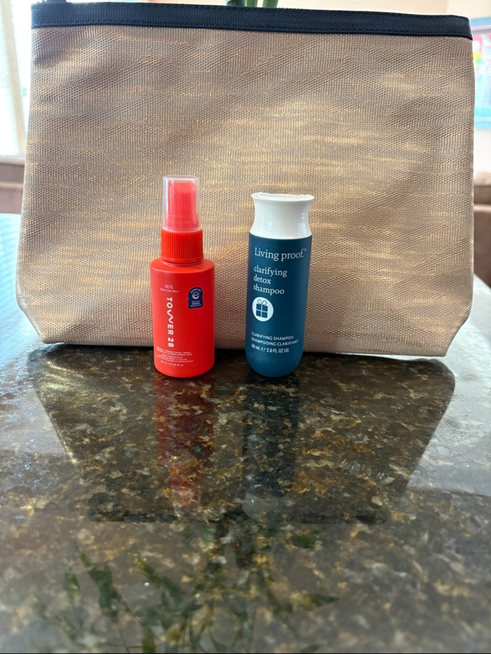 Tower 28 Red Facial Spray with Pink Cosmetic Pouch